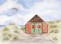 Preview: Postkarte DIN-A6  Rettungsstation Rettungshaus Dünen Aquarell Maritim Kunst Druck Kunstdruck Dänemark Nordsee Düne Meer Strand Blokhus